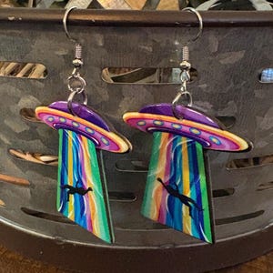 Acrylic Flying Saucer Abduction Earrings