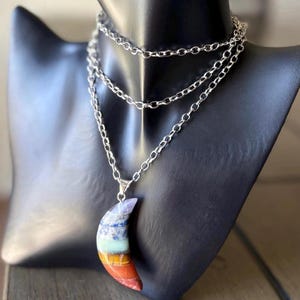 7 Chakra Moon-Shaped Pendant