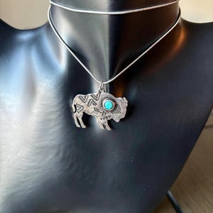 Simulated Turquoise Bison Pendant