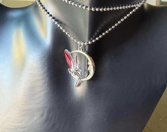 Fairy Moon-ketting, hemelse strass-hanger, grillig cadeau, maanhanger, hemels cadeau, cadeau maanliefhebber, wassende maan
