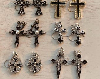 Cross Earrings, Choose Your Style, Rhinestone Victorian Christian Dangle Jewelry