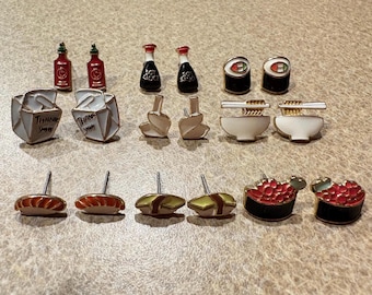 Sushi Earrings, Choose Your Style, Enamel Foodie Post Earrings, Sushi Gift, Cute Earrings, Food Earrings, Enamel Earrings, Post Backs