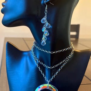 Angel Aura Glass Pendant & Earrings Set