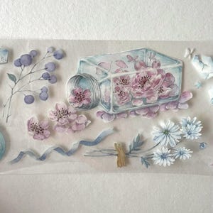 Cinta adhesiva de PET Magic Land / Muestra de 115 cm / Washi Tape / Bola mágica / Flor de cerezo / Vial vintage / Pegatinas vintage / Scrapbooking / Diario