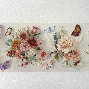 PET-tape retro rozen | Monster 100 cm | Washi-tape | Plakboeken | Journalen | Bloemen | Kaneel | Pioenrozen | Rozen | Vintage | Planner