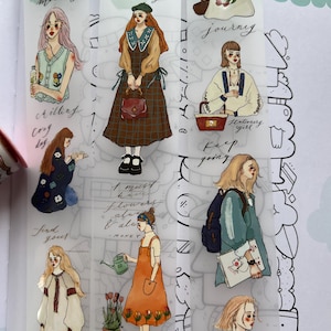 Nastro adesivo PET Time Girl su rocchetto fatto a mano / Campione 85 cm / Washi tape / Adesivi per journaling, scrapbooking e collage / La Dolce Vita
