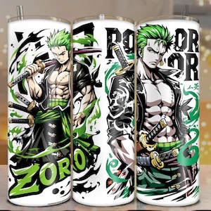 Zoro Anime Tumbler–20oz Stainless Steel One Piece Cup with Lid & Straw–Roronoa Zoro Gift for Anime Lovers, and One Piece Fans jpg print