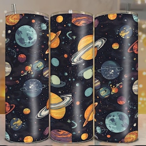 Space Tumbler Wrap – 20oz Skinny Tumbler PNG, Galaxy Sublimation Design, Planet Pattern, Digital Download, Cosmic Universe Gift Idea, jpg