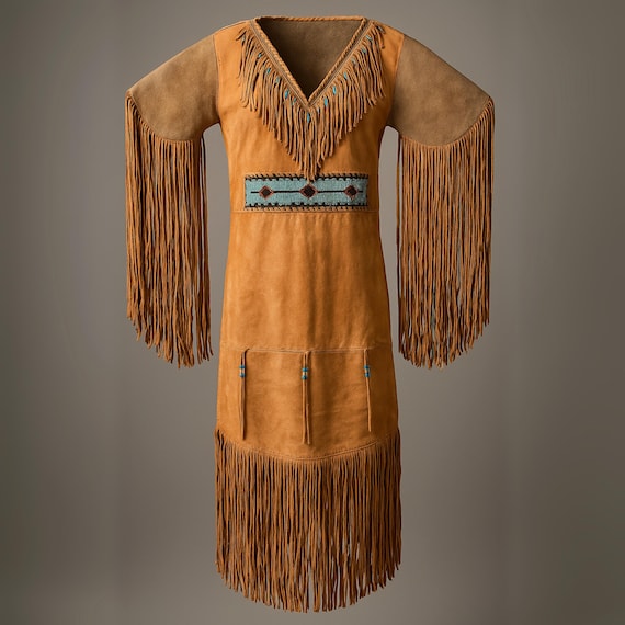 Handmade Suede Fringe Dress – Beaded Powwow Regalia, Tribal  display picture 1