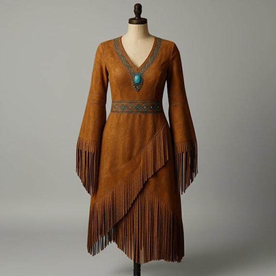 brown and turquoise western dress Tobacco Western Dress main image 0