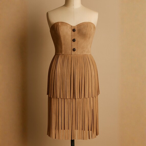 white and brown striped dress Brown Drop Waist Lilah Midi Dress main image 1