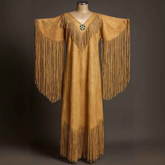 Handmade Suede Fringe Dress | Powwow Regalia, Native American Style