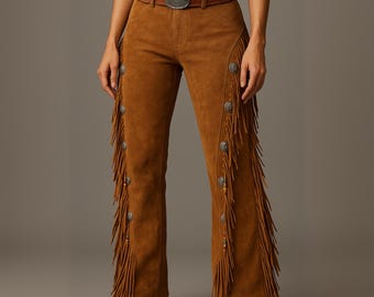 Vintage Suede Fringe Chaps | Western Cowgirl Rodeo Pants