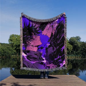 Anime Woven Blanket, Soft Cozy Tapestry Throw, Anime Woven TV Blanket, Otaku Wall Hanging Room Decor, Kawaii Bed Blanket, Anime Lovers Gift