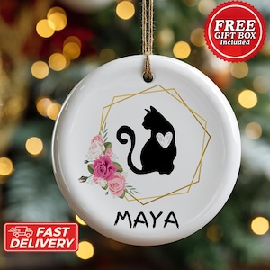 Personalized Cat Ornament, Custom Pet Christmas Decoration, Cat Lover Holiday Decor, Pet Memorial Gift, Cat Mom Gift, Cat Dad Gift