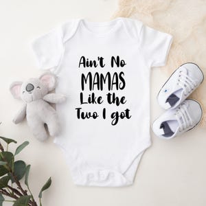Twin Mama Onesie, Two Moms Apparel, Newborn Clothing, Gift for Baby with Lesbian Parents, LGBTQ Family Bodysuit