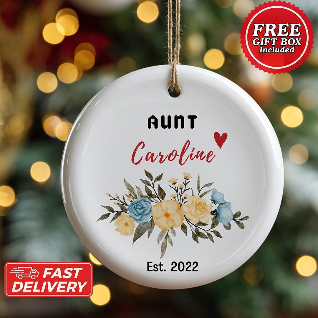 Personalized Aunt Ornament, Custom Aunt Christmas Gift, Floral Auntie ...