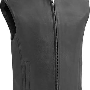 Handgemaakt heren zwart/bruin leren motorvest in tactische stijl motorvest