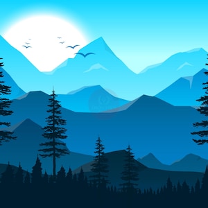 Minimalist Mountain Landscape Digital Print – Pastel Gouache Artwork for Modern Home Decor – Instant Download Wall Art