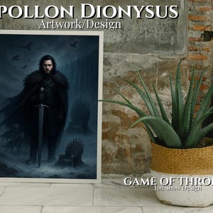 Jon Snow & The Wall Epic Fantasy Art – GoT-Inspired Winter Scene Print