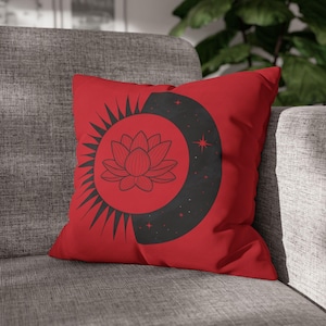 Bohemian Lotus Flower Pillowcase, Cozy Home Decor, Meditation Gift, Yoga Room Accent, Floral Throw Pillow