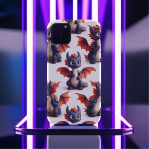 Cute Baby Blue Dragons Phone Case, 3D Fantasy Design, Gift for Fantasy Lovers, iPhone 12, 13, 14, 15 Pro Max, Samsung Galaxy, Pixel Cover