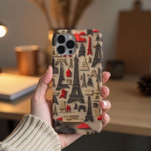 Paris Eiffel Tower Phone Case Stylish Design iPhone 16, 15, 14, 13, 12, 11, Samsung S24, S23, S22, S21, Pixel 9, Unique Parisian Gift Idea