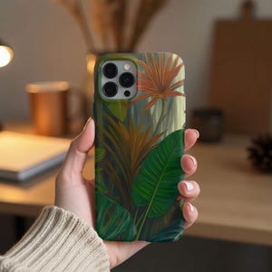Exotic Floral Phone Case with Tropical Leaves, Nature-Inspired Artistic Design for iPhone & Samsung, Unique Stylish Protective Cover