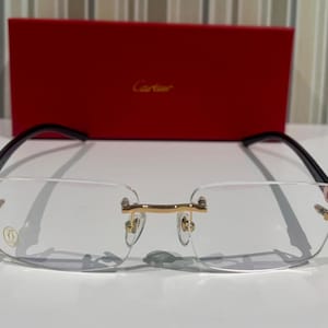 Cartier Rimless Black Gold Frame Vintage Eyeglasses, Mod#CT02870 Acetate Titanium Trendy Eyewear, Gift For Her, Gift For Him, Halloween Gift