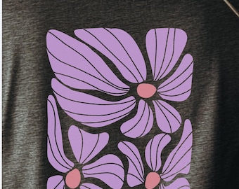 Flowers Backprint Shirt, Boho Flower Tshirt, Affirmation Women Shirt, Abstract Flowers Shirt, Mental Health Shirt, Yoga Shirt, Floral Nature