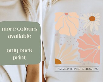 Flowers Backprint Shirt, Boho Flower Tshirt, Affirmation Women Shirt, Abstract Flowers Shirt, Mental Health Shirt, Yoga Shirt, Floral Nature