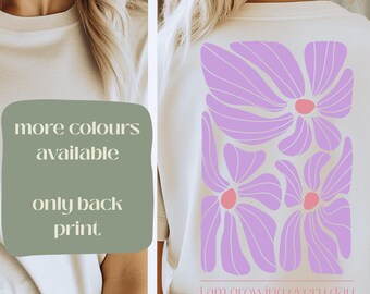 Flowers Backprint Shirt, Boho Flower Tshirt, Affirmation Women Shirt, Abstract Flowers Shirt, Mental Health Shirt, Yoga Shirt, Floral Nature