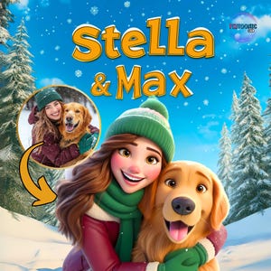 Custom Pixar-style pet and owner animation portrait | Pixar-inspired portraits | Custom cartoon animation | Pet gift
