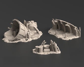 Wreckage, Warpzel Space Program - Grimdark Themed Wargaming Terrain