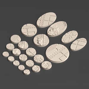 Vatar XI FDM Miniature Bases (25 mm-90 mm) - Space Dwarf Themed Grimdark Wargaming Gelände