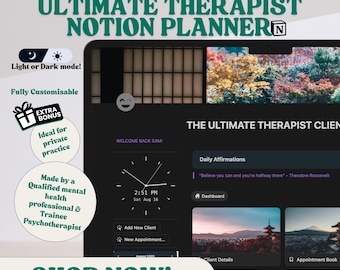 Therapeut Notion Planner: Kunden-Datenbasis,Financial Tracker (Digitaler Download)
