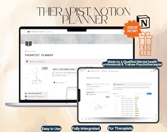 Therapeut Notion Planner, Kunden-Datenbasis, tägliche Zitate (digitaler Download)