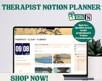 Therapist Notion Planner, Klient Mangementplaner, Accounting Tracker (Digitaler Download)