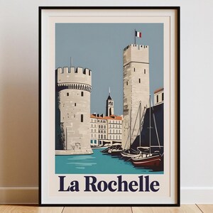 Póster de seda, póster de La Rochelle, impresión artística para pared interior y exterior, decoración de paisaje urbano francés, arte costero para el hogar, imagen con temática náutica, vista al mar