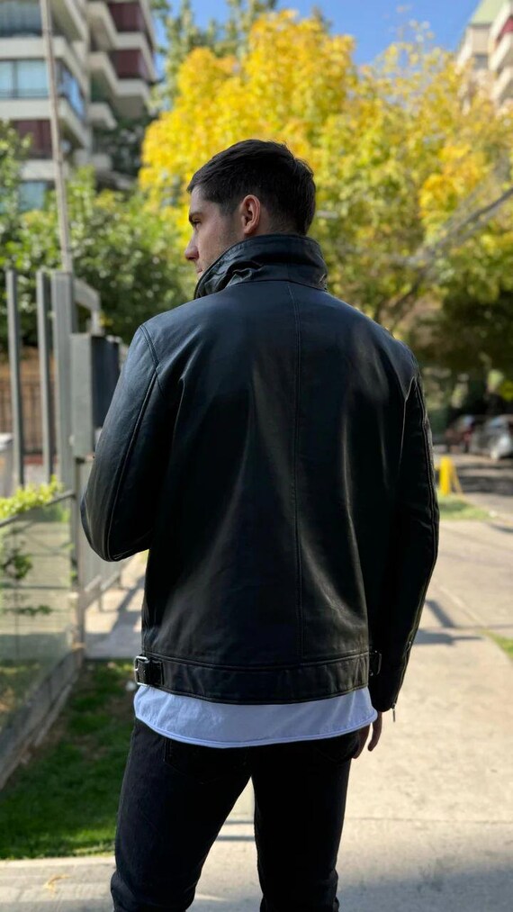 Genuine Sheep Leather Bomber Jacket: Moto Racing Style - Etsy Canada