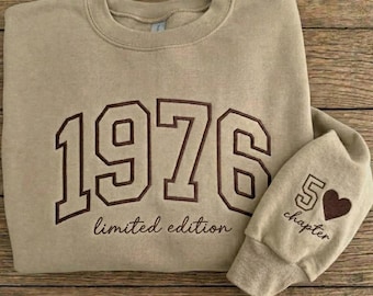 Custom Embroidered 50th Birthday Sweatshirt, Personalized 1976 Hoodie, Limited Edition 1976, 1986, 1996,1966 Embroidery Shirt, Birthday Gift