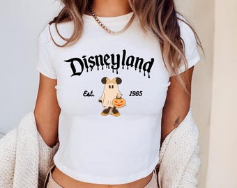 Disneyland Halloween Baby Tee, Minnie Halloween Tee, Disney Trip Halloween Women Shirt, Gift for Halloween, Y2K 90s style Halloween Baby Tee