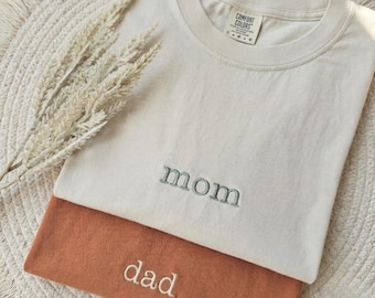 Embroidered Mama Dad Shirt, Mom Shirt, New Mom, New Dad, T-Shirt, Mommy Birthday Gift, Mother's Day Gift for Mom, Dad Gift