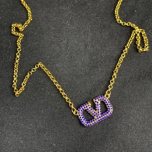 Valentino Garvani Gold Curb Chain Charming V Pendant Necklace