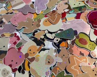 Plushie inspired glitter waterproof mini stickers - 3.5cm