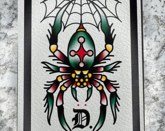 Diseño de flash de tatuaje de araña