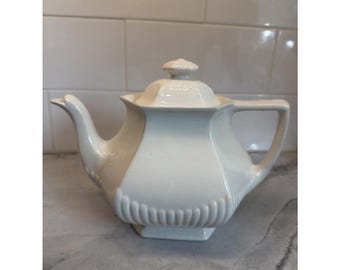 Wm Adams & Sons Micratex England Real English Ironstone Hexagon Teapot Off White
