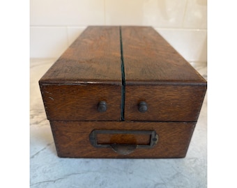 Antique Ever Ready Oak File Storage Cabinet Index Card Size Box Patent Date 1905