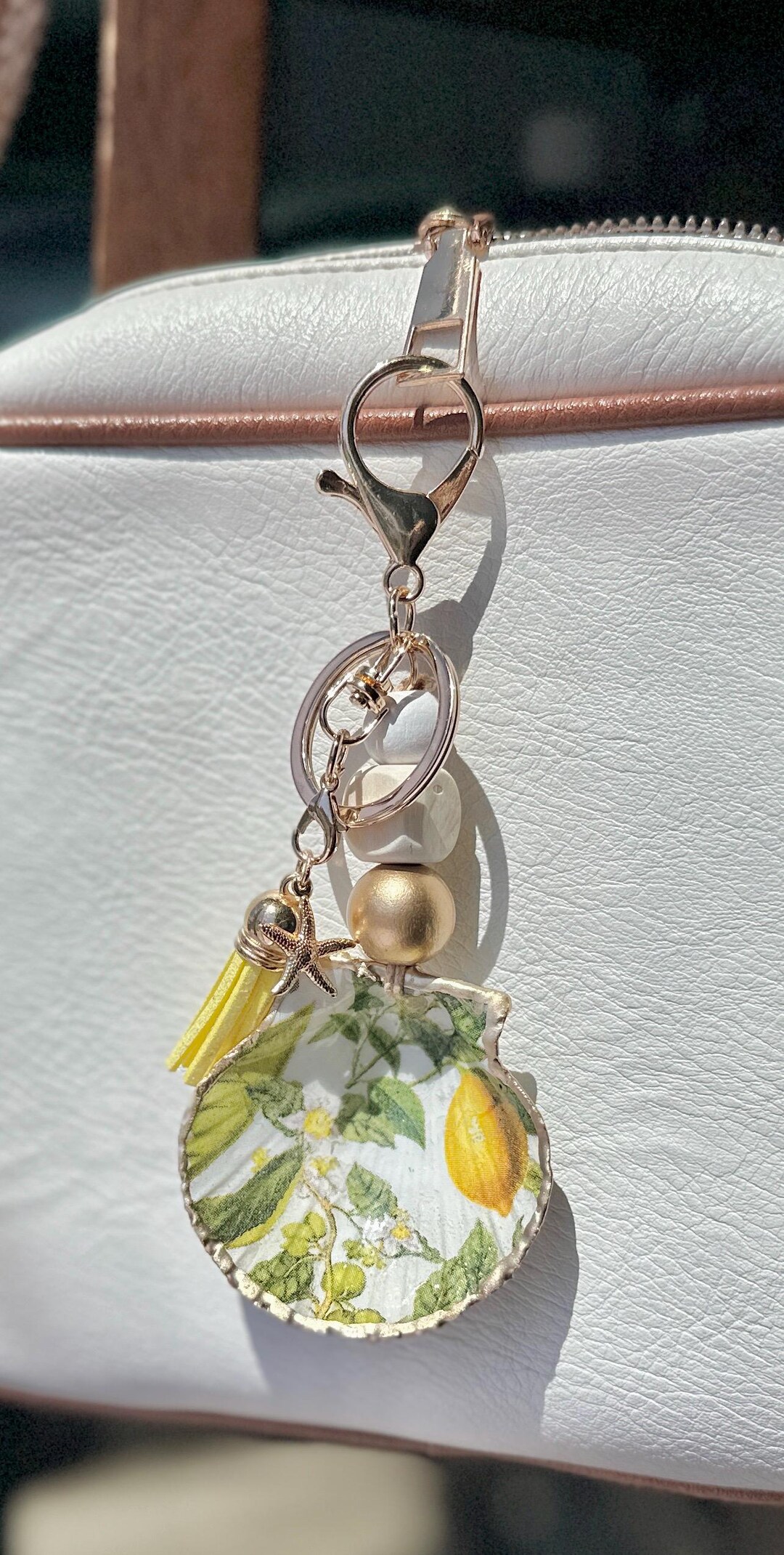Decoupaged Shell Bag Charm - Etsy