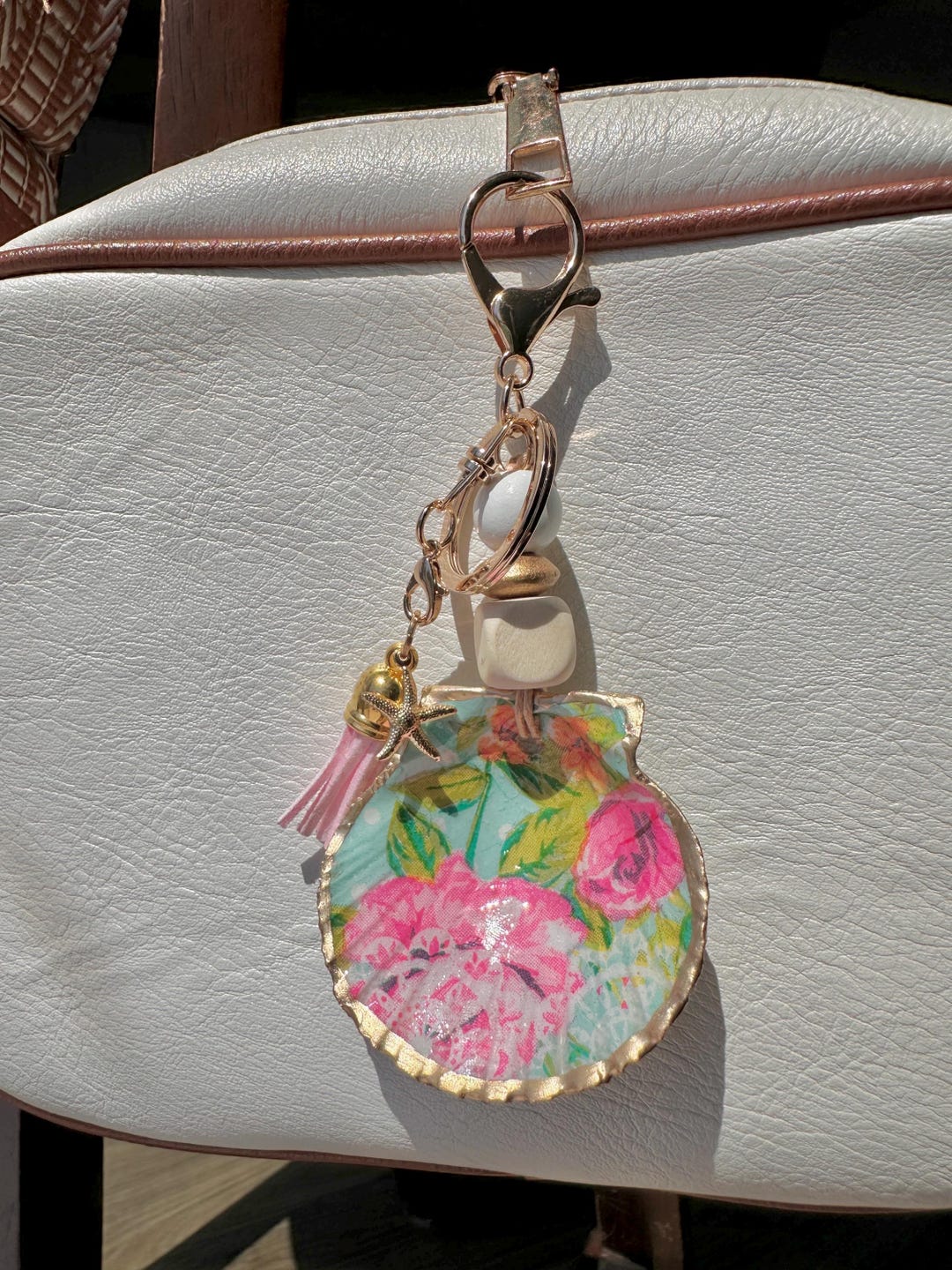 Decoupaged Shell Bag Charm - Etsy